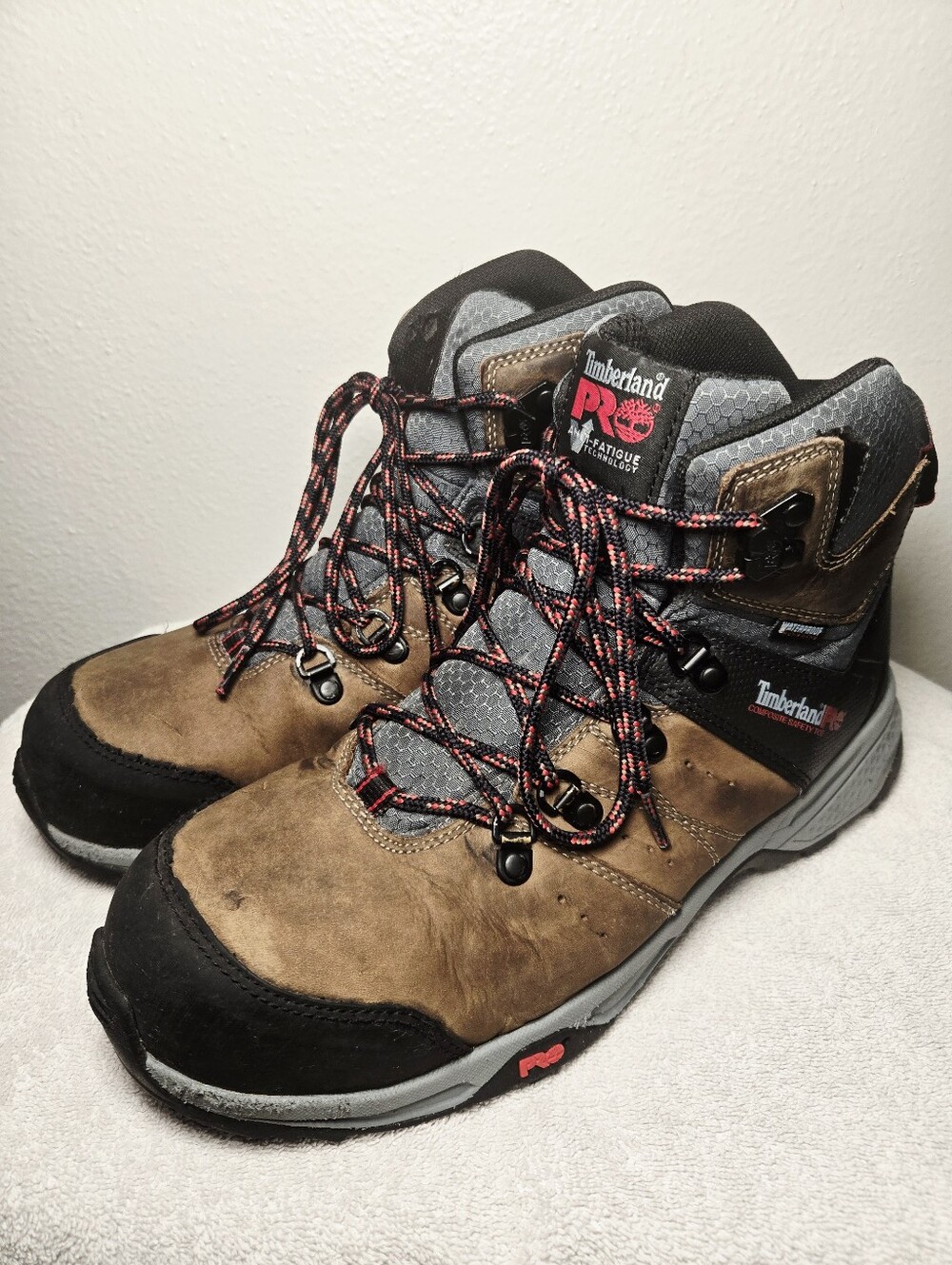 Timberland PRO Mens 8.5M Brown Leather Composite Safety Toe Waterproof WorkBoots